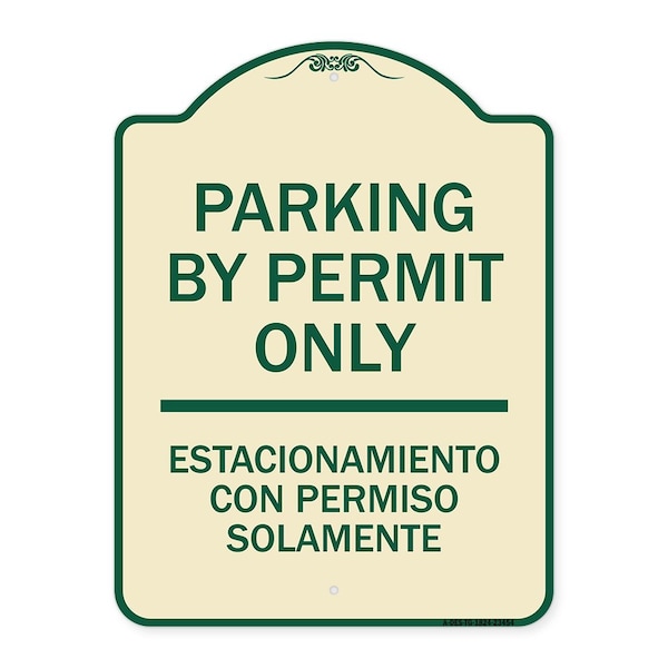 Parking by Permit Estacionamiento Con Permiso Solamente Heavy-Gauge Alum, 24" x 18", TG-1824-23454